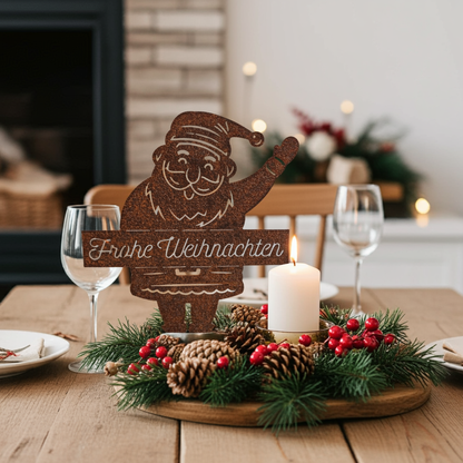 Nikolaus "Frohe Weihnachten" Rostfigur