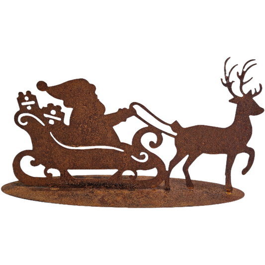 Nikolaus mit Rentier Rostfigur