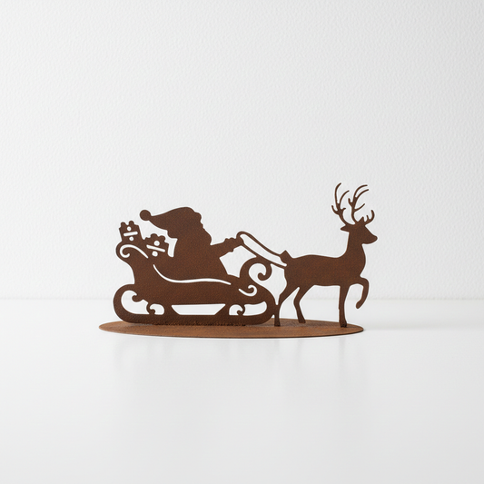 Nikolaus mit Rentier Rostfigur